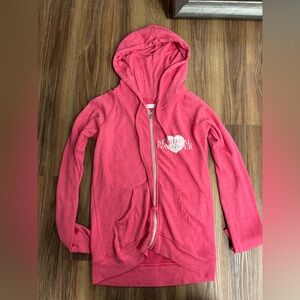 Spiritual Gangster Pink Zip Hoodie with Heart Logo